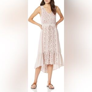 Lucky Brand Cream and Blush Printed Tiered Maxi Dress-Skirt